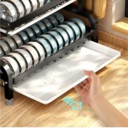 Сушилка двухуровневая для посуды из нержавеющей стали Черная Удобная сушилка для посуды