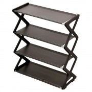 Полочка для обуви с 4 разборными уровнями в черном цвете, стильная полка обувная 42х18.5х49.5 см