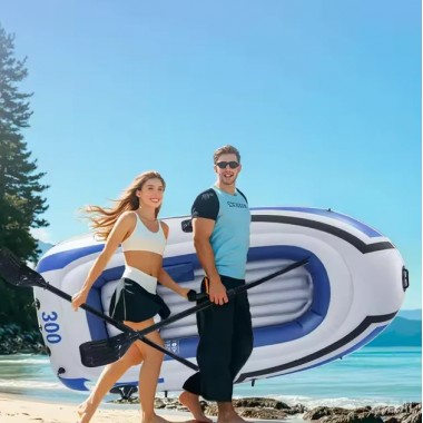 Надувная лодка JR-230 трехместная, 230×125 см, для рыбалки, отдыха и туризма бело-синяя Надувная лодка JR-230 трехместная, 230×125 см, для рыбалки, отдыха и туризма бело-синяя