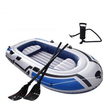 Надувная лодка JR-230 трехместная, 230×125 см, для рыбалки, отдыха и туризма бело-синяя Надувная лодка JR-230 трехместная, 230×125 см, для рыбалки, отдыха и туризма бело-синяя