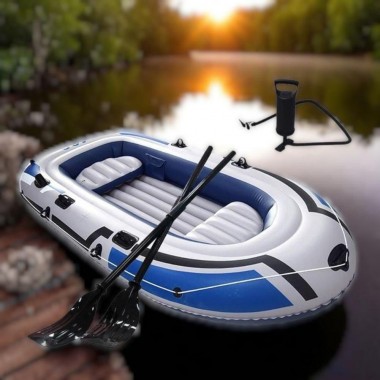 Надувная лодка JR-230 трехместная, 230×125 см, для рыбалки, отдыха и туризма бело-синяя Надувная лодка JR-230 трехместная, 230×125 см, для рыбалки, отдыха и туризма бело-синяя
