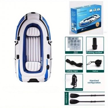 Надувная лодка JR-230 трехместная, 230×125 см, для рыбалки, отдыха и туризма бело-синяя Надувная лодка JR-230 трехместная, 230×125 см, для рыбалки, отдыха и туризма бело-синяя