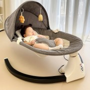 Детские электрокачели-шезлонг WX-088, кресло-качалка с музыкой, автоматическая люлька, колыбель с балдахином