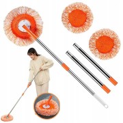 Универсальная швабра для влажной и сухой уборки с телескопической ручкой и 3 насадками из микрофибры