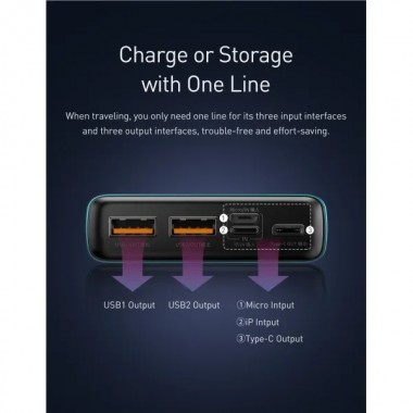 Power Bank Baseus Adaman Metal 20000 mAh 22.5W / Быстрая зарядка / Портативный аккумулятор