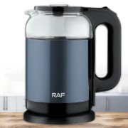 Чайник электрический 1.5л из нержавеющей стали с стеклянным верхом RAF R.7832 Синий