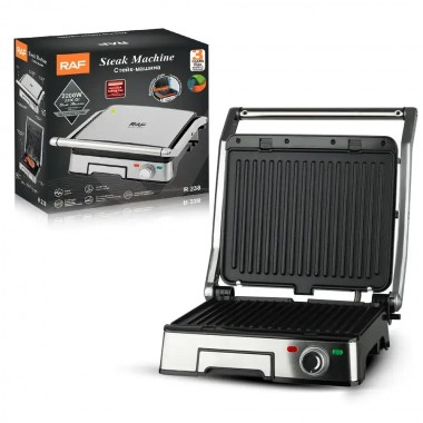 Контактный гриль RAF R.2681 прижимной электрический антипригарное покрытие с таймером 2800Вт Контактный гриль RAF R.2681 прижимной электрический антипригарное покрытие с таймером 2800Вт