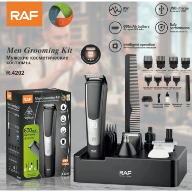 Аккумуляторная машинка 18 в 1 с набором насадок и аксессуарами RAF R.4202 На подставке