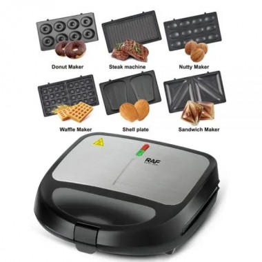Универсальный мультимейкер RAF R.541 | 6в1 | Гриль, бутербродница, орешница | 850W