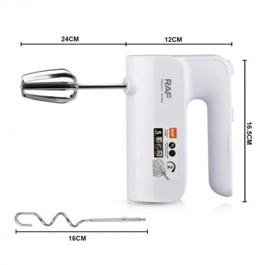 Миксер электрический ручной на 5 скоростей с 4 насадками RAF R.6653W 800Вт Белый