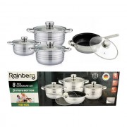 Набор кастрюль из нержавеющей стали Rainberg RB-605 | 8 предметов