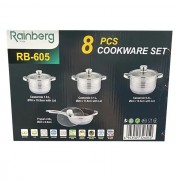Набор кастрюль из нержавеющей стали Rainberg RB-605 | 8 предметов