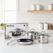 Набор кастрюль из нержавеющей стали Rainberg RB-605 | 8 предметов