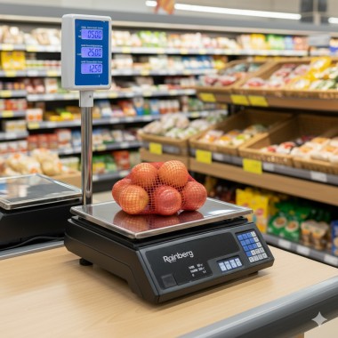 Торговые весы Rainberg RB-304 со стойкой и аккумулятором Черные