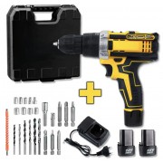 Набор шуруповерт аккумуляторный с насадками screw driver sets yellow 12v Полный комплект в чемодане!
