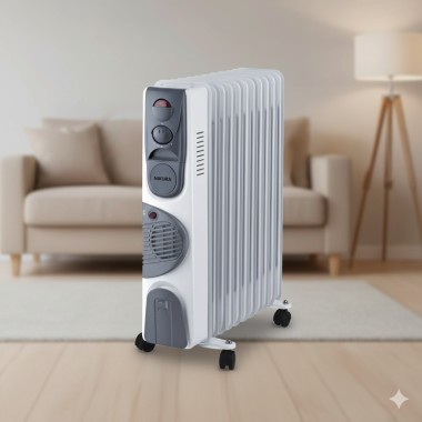 Масляный обогреватель напольный 11FAN на 2900 Вт Масляный электрообогреватель на 11 секций