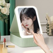 Портативный кейс-органайзер для косметики с зеркалом и подсветкой Зелёный