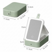 Портативный кейс-органайзер для косметики с зеркалом и подсветкой Зелёный