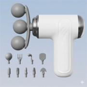 Портативный перкуссионный массажер LM-130 для глубокого массажа с 9 насадками