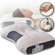 Ортопедическая прямоугольная подушка 48x74 см с поддержкой шеи и спины Pillow-01 Бело-серая