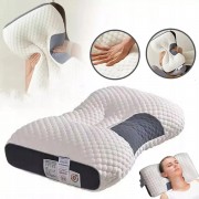 Ортопедическая прямоугольная подушка 48x74 см с поддержкой шеи и спины Pillow-01 Бело-серая