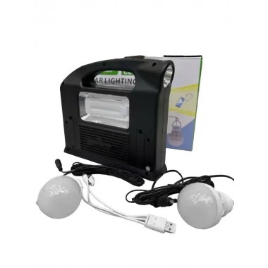 Портативная зарядная станция Cclamp CL-13 с солнечной панелью на 2 лампочки с фонарем и Power Bank Портативная зарядная станция Cclamp CL-13 с солнечной панелью на 2 лампочки с фонарем и Power Bank