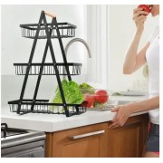 Фруктовница Лофт 3 яруса, металлическая корзина-органайзер для кухни на стол