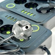 Сетевой фильтр питания UA Power Socket F09U на 185 см 3 розетки +4USB +Type-C Port , сетевой удлинитель