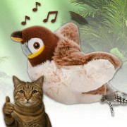 Музыкальная плюшевая игрушка для кошек и собак с подвижным крыльями Летающая птичка