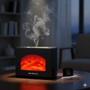 Ультразвуковой увлажнитель воздуха и аромадиффузор LT-9058 с эффектом камина и светодиодной подсветкой.