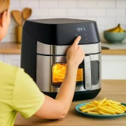 Аерофритюрниця мультипечь с регулировкой температури и сенсорным управлением Domotec MS-3222 2800 Вт 12 л для дома Black