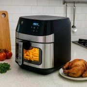 Аерофритюрниця мультипечь с регулировкой температури и сенсорным управлением Domotec MS-3222 2800 Вт 12 л для дома Black