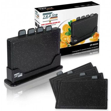 Набор разделочных досок Zepline ZP-00220 Черный — 5 предметов с подставкой