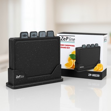 Набор разделочных досок Zepline ZP-00220 Черный — 5 предметов с подставкой