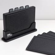 Набор разделочных досок Zepline ZP-00220 Черный — 5 предметов с подставкой