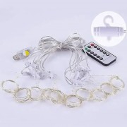 Новогодняя яркая USB гирлянда-штора на 200 LED 3х2 м и 10 нитей SFK-43 Теплый белый