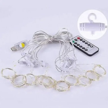 Новогодняя яркая USB гирлянда-штора на 200 LED 3х2 м и 10 нитей SFK-43 Теплый белый Новогодняя яркая USB гирлянда-штора на 200 LED 3х2 м и 10 нитей SFK-43 Теплый белый