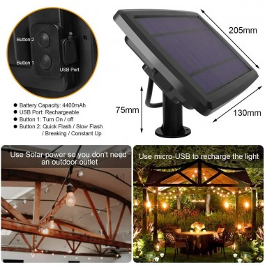 Декоративная гирлянда с солнечной панелью Ретро лампа SFK-13 Водонепроницаемые светодиодные лампы-гирлянда