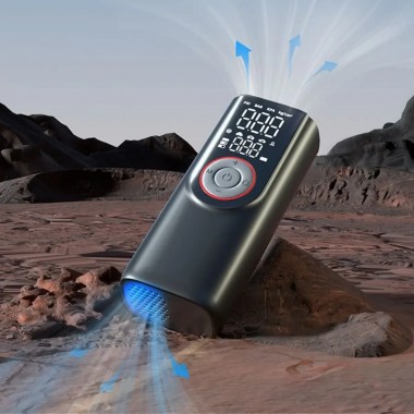 Портативный компрессор с цифровым дисплеем, LED-фонариком и набором насадок​​​​​​​ ATJ-9566 3х2000mAh