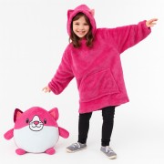 Детский плед-толстовка Huggle Hoodie «Сладкая мечта» (розовый) — мягкий флисовый худи с капюшоном и рукавами