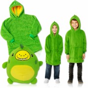 Детский плед-толстовка Huggle Hoodie «Лесное приключение» (зелёный) — уютный плед-худи 3 в 1 для игр и отдыха