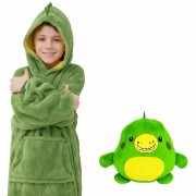 Детский плед-толстовка Huggle Hoodie «Лесное приключение» (зелёный) — уютный плед-худи 3 в 1 для игр и отдыха