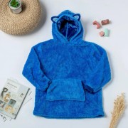 Детский плед-толстовка Huggle Hoodie «Морской бриз» (синий) — тёплый флисовый плед с рукавами и капюшоном