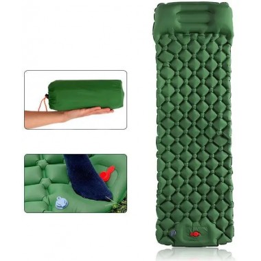 Надувной матрас 190х58х5 см с встроенным насосом и подушкой Зеленый Надувной матрас 190х58х5 см с встроенным насосом и подушкой Зеленый