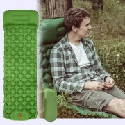 Надувной матрас 190х58х5 см с встроенным насосом и подушкой Зеленый