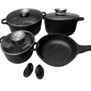 Набор кухонной посуды Bellmax BM-120 Черный из литого алюминия с гранитным покрытием, 9 предметов