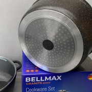 Набор кухонной посуды Bellmax BM-120 Черный из литого алюминия с гранитным покрытием, 9 предметов