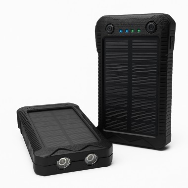 Повербанк‑солнечная батарея 20 000 мА·ч – универсальный внешний аккумулятор с солнечной панелью, двумя USB‑выходами и фонариком