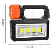 Ручной аккумуляторный светодиодный фонарь с солнечной батареей функцией PowerBank и 3 лампочками OK-718S-B