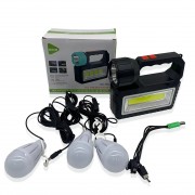 Солнечная зарядная станция OK-718S-A с LED+COB фонарём 10 Вт, PowerBank, солнечная панель, 3 выносные лампы, аккумуляторная ручная